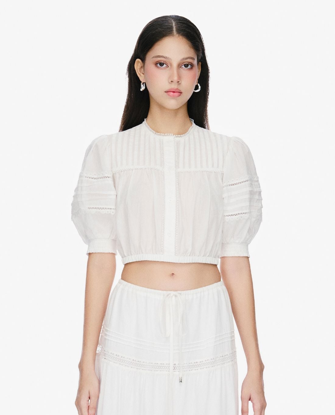 Vera & Co Beige Printed Puff Sleeve Blouse