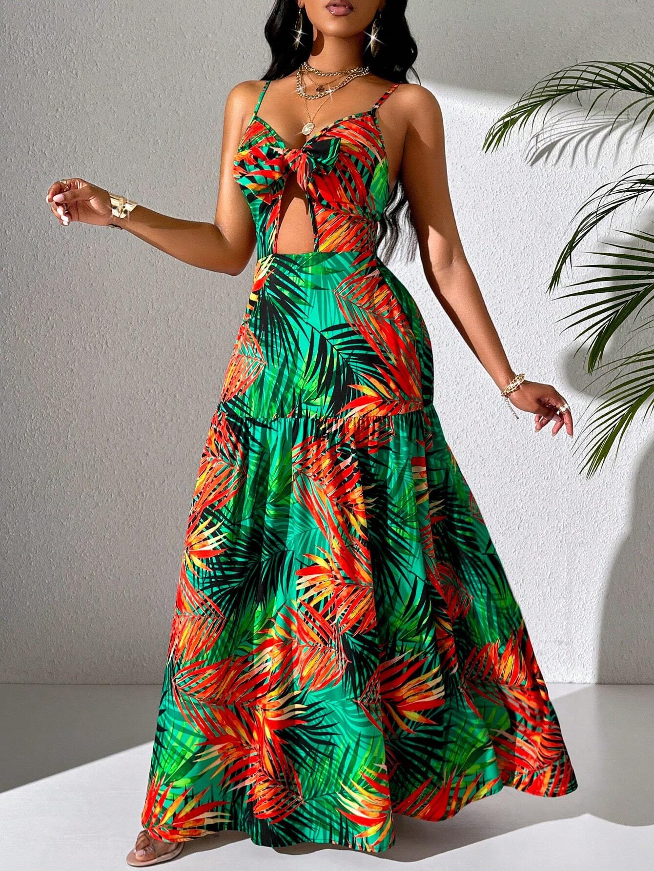 Vacation-Ready Tropical Print Dress