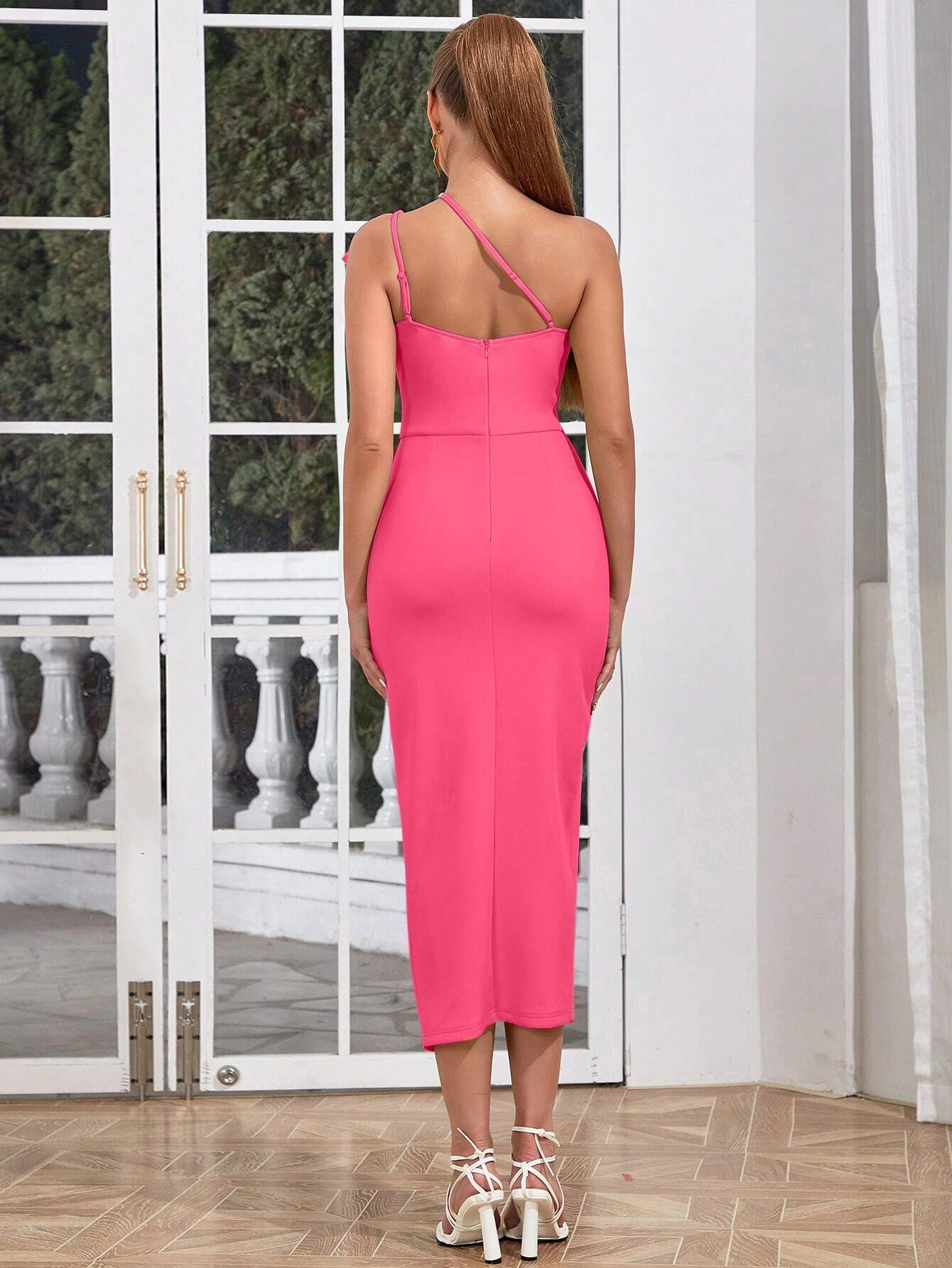 Stylish One-Shoulder Split Dress