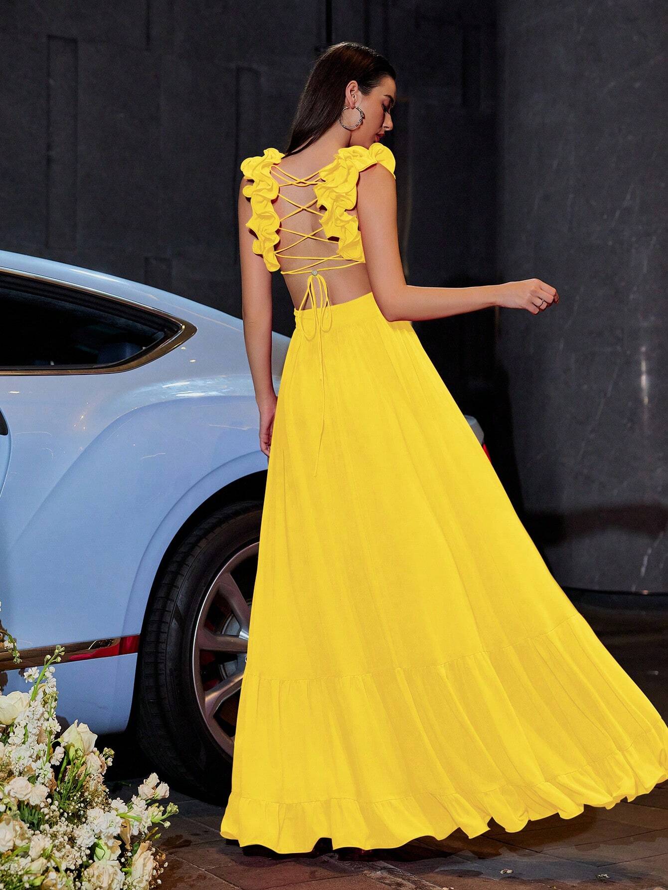 Blooming Backless Chiffon Dress