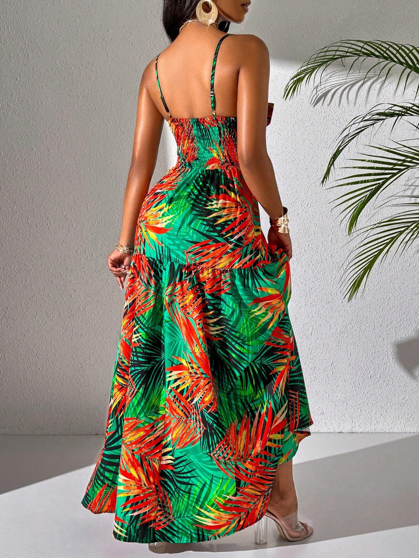 Vacation-Ready Tropical Print Dress