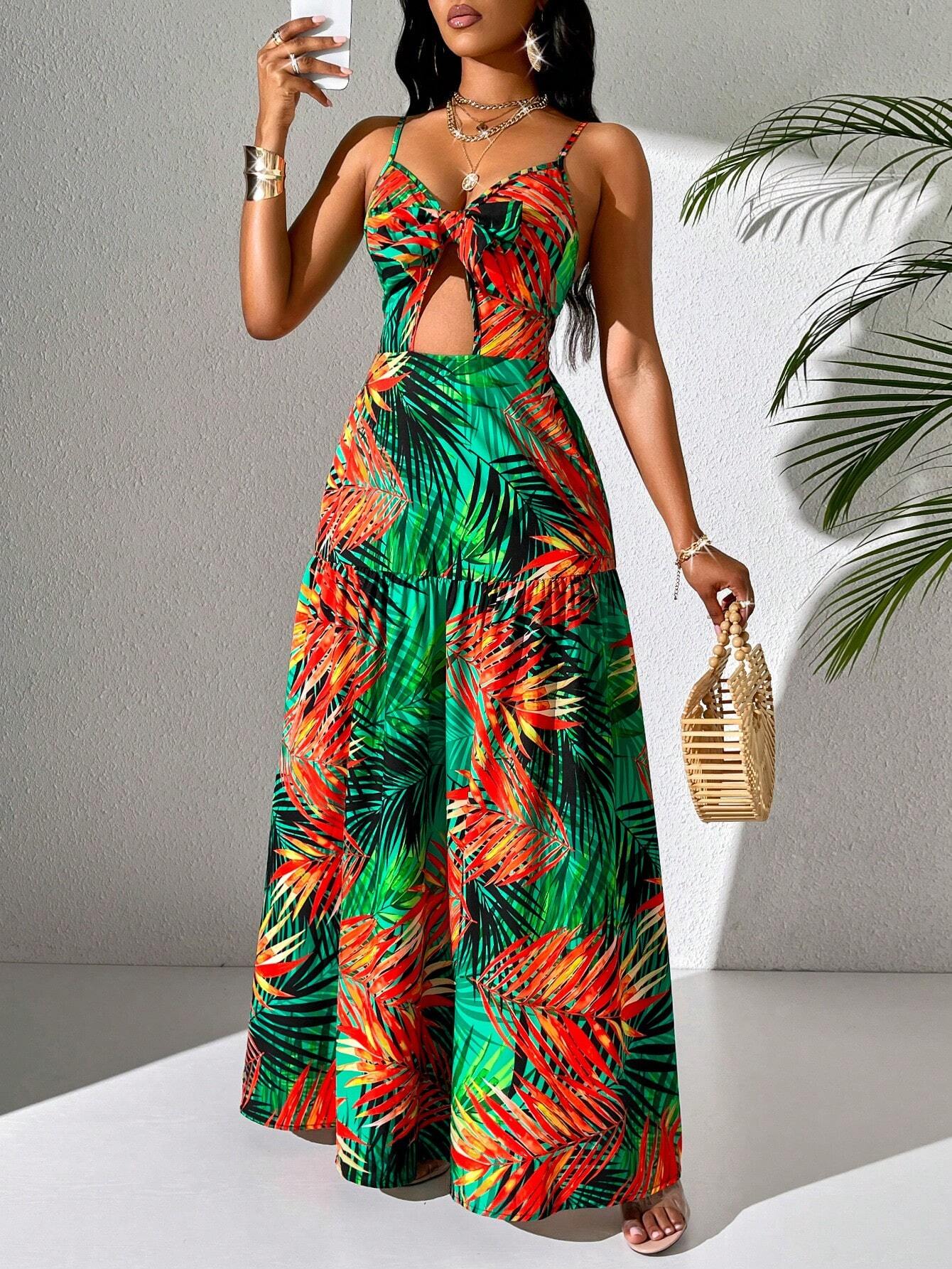 Vacation-Ready Tropical Print Dress