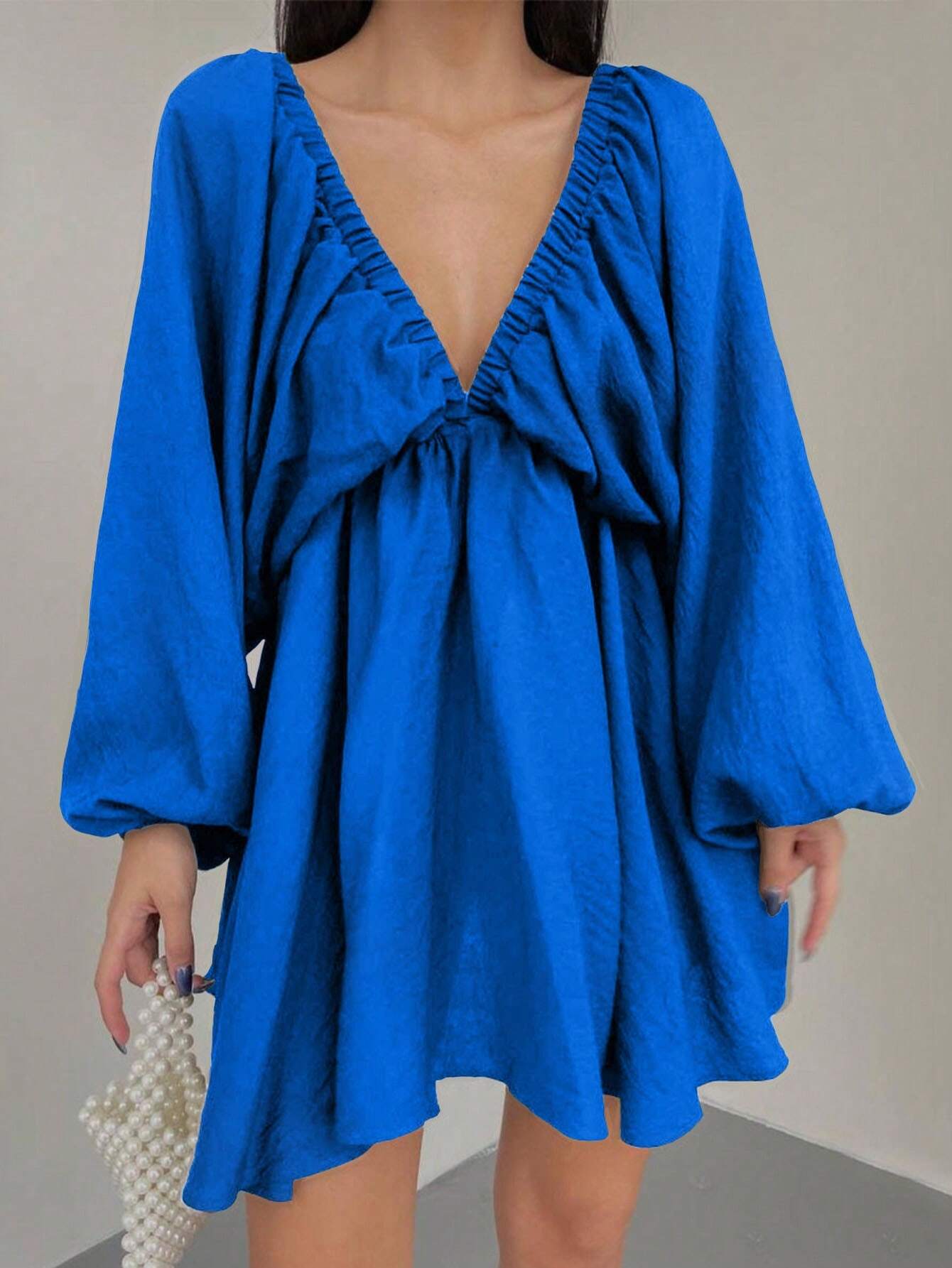 Lantern Sleeve Swing Dress