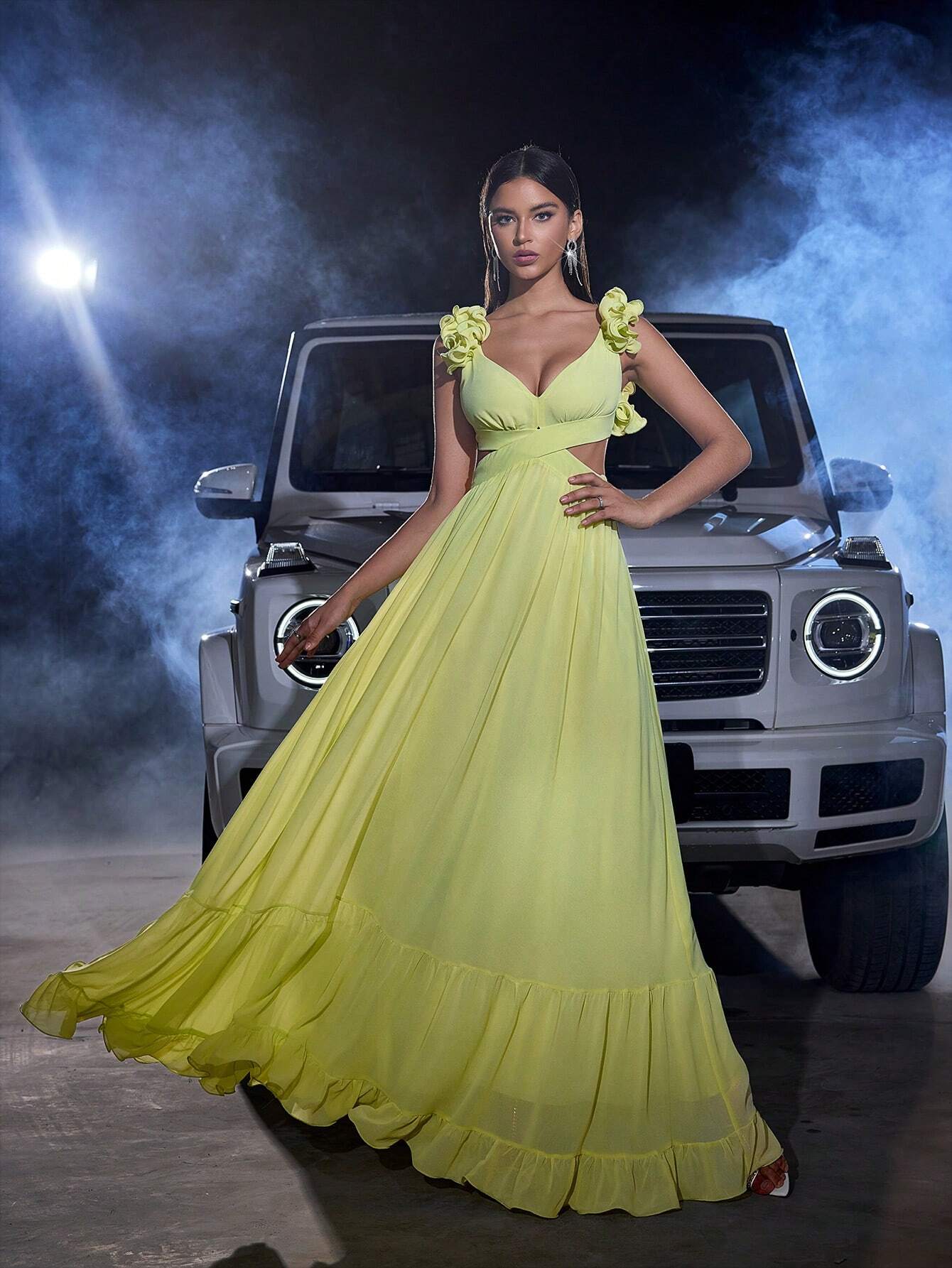Blooming Backless Chiffon Dress