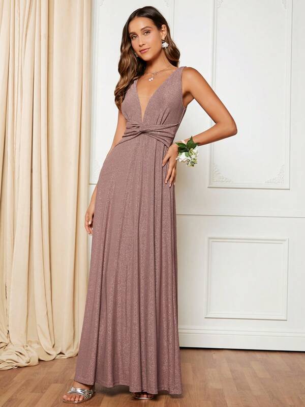 Sparkle Twist-Front Maxi Dress
