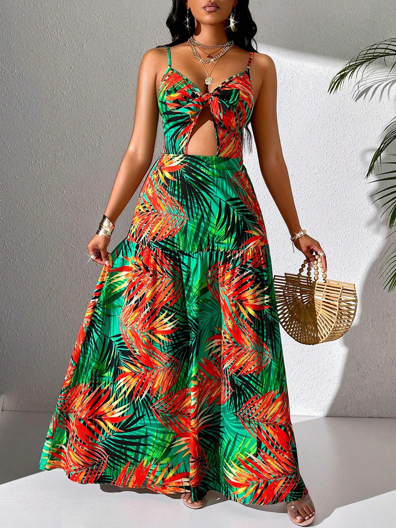 Vacation-Ready Tropical Print Dress