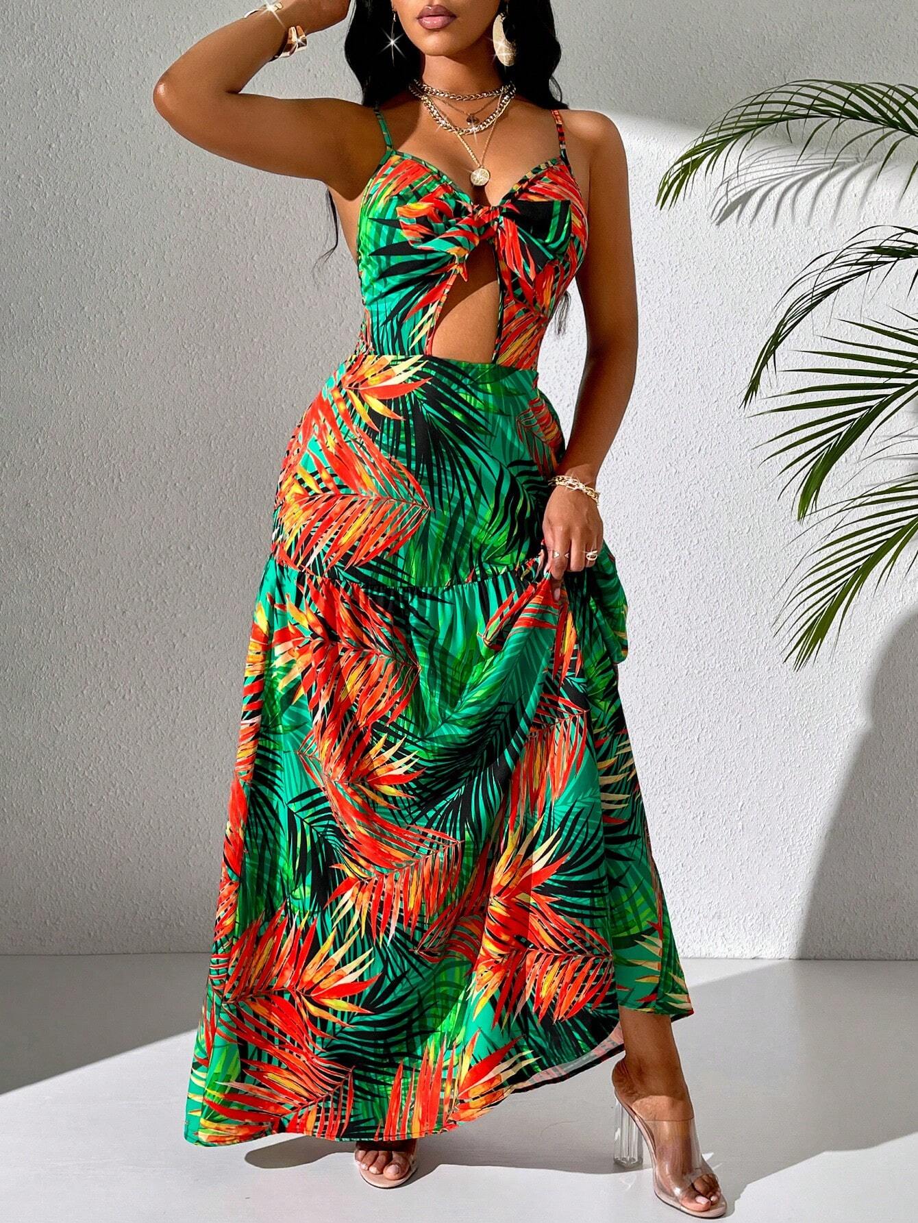 Vacation-Ready Tropical Print Dress