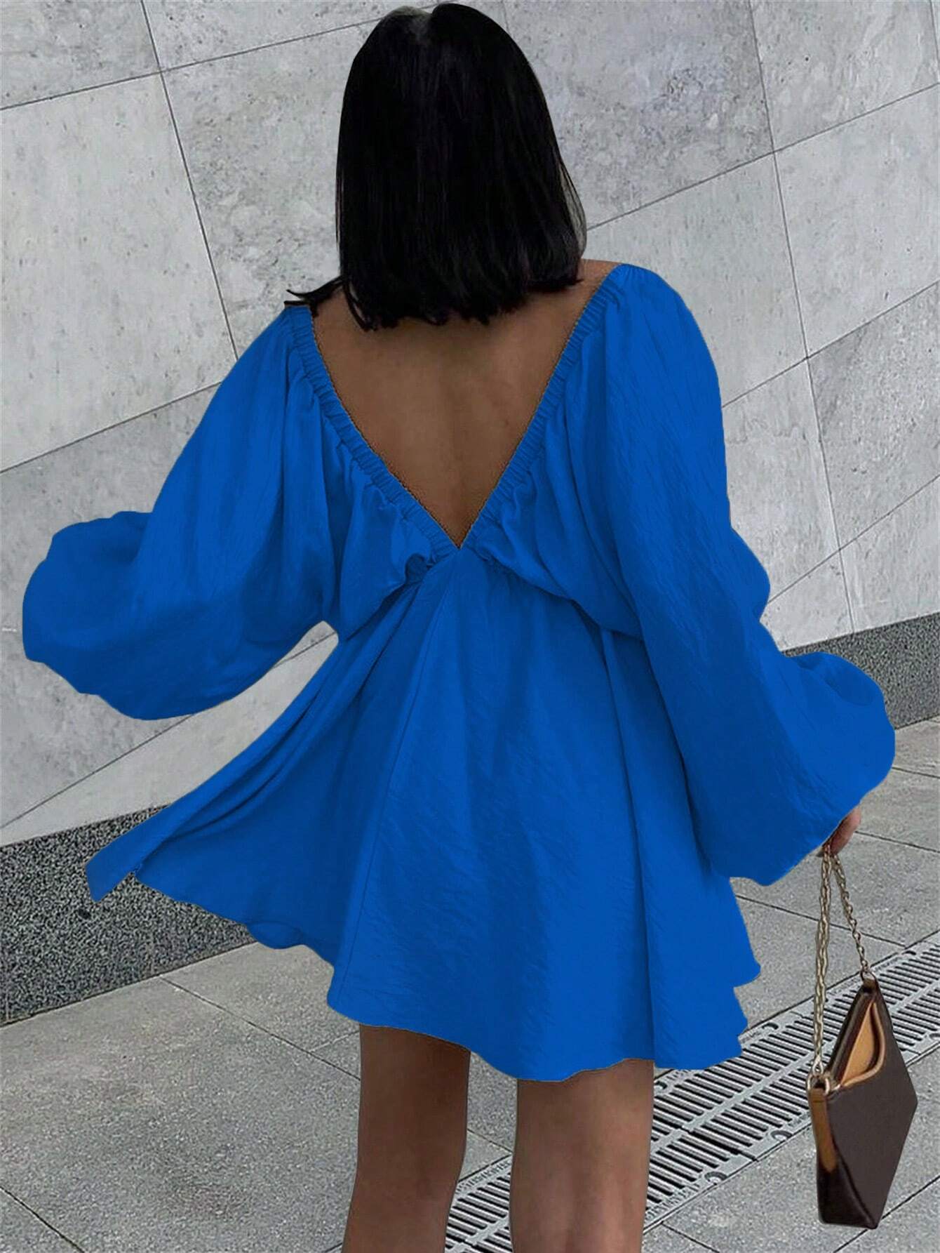 Lantern Sleeve Swing Dress