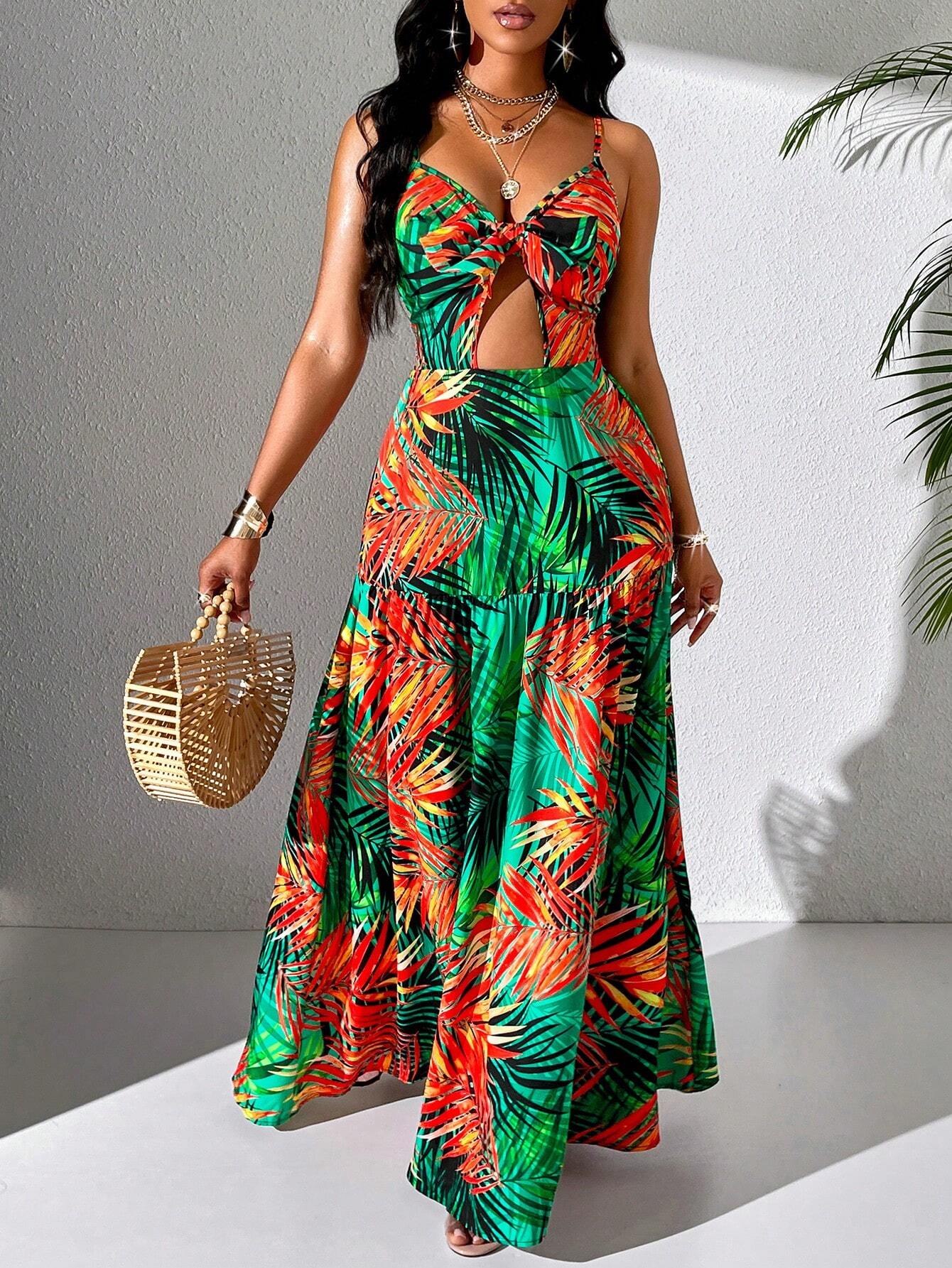 Vacation-Ready Tropical Print Dress