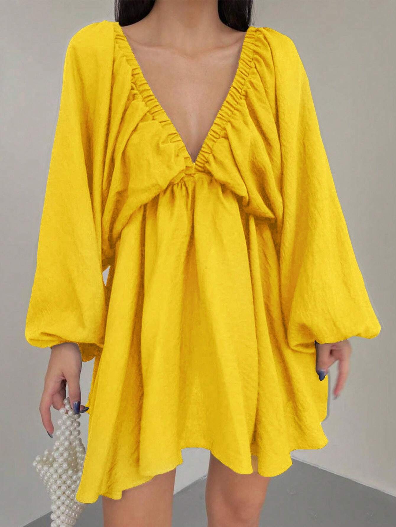 Lantern Sleeve Swing Dress
