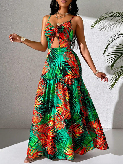 Vacation-Ready Tropical Print Dress