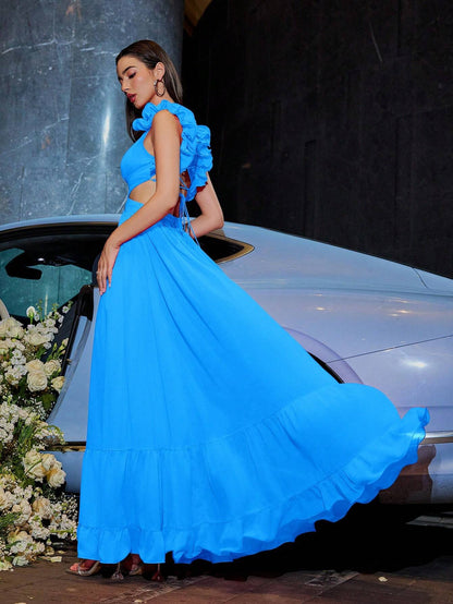 Blooming Backless Chiffon Dress