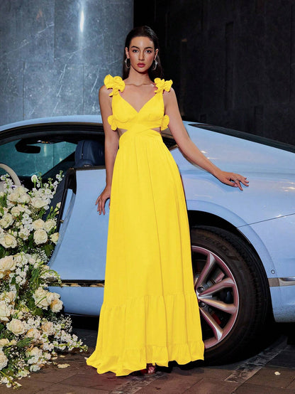 Blooming Backless Chiffon Dress