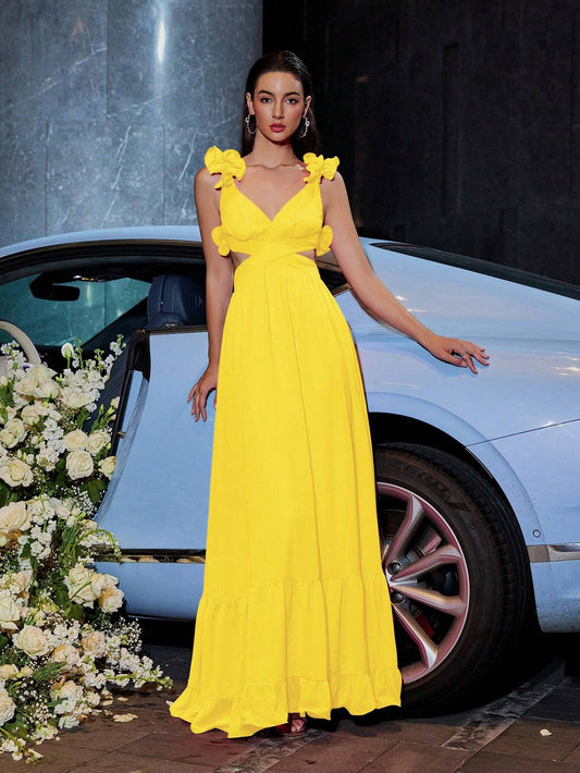 Blooming Backless Chiffon Dress