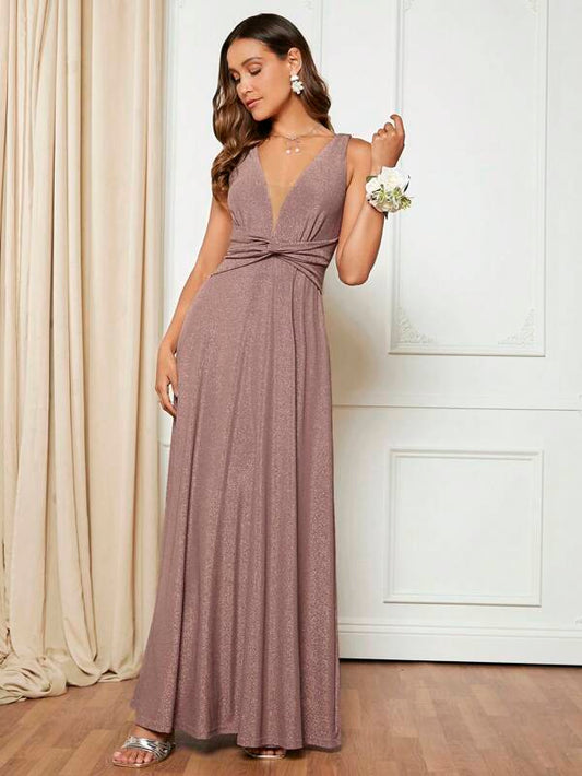 Sparkle Twist-Front Maxi Dress
