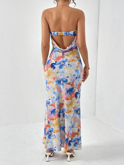 Floral Elegance Draped Tube Dress