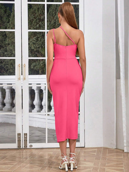 Stylish One-Shoulder Split Dress