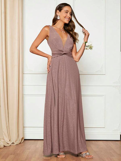 Sparkle Twist-Front Maxi Dress