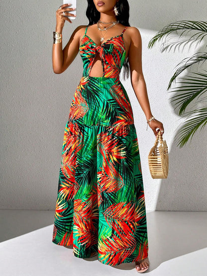 Vacation-Ready Tropical Print Dress