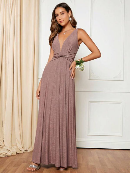 Sparkle Twist-Front Maxi Dress
