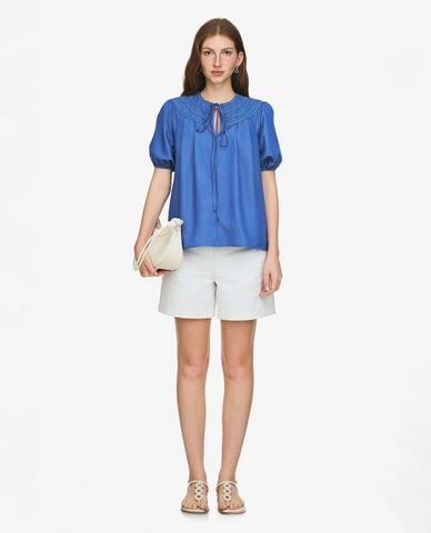 Mira Blue Relaxed Summer Blouse
