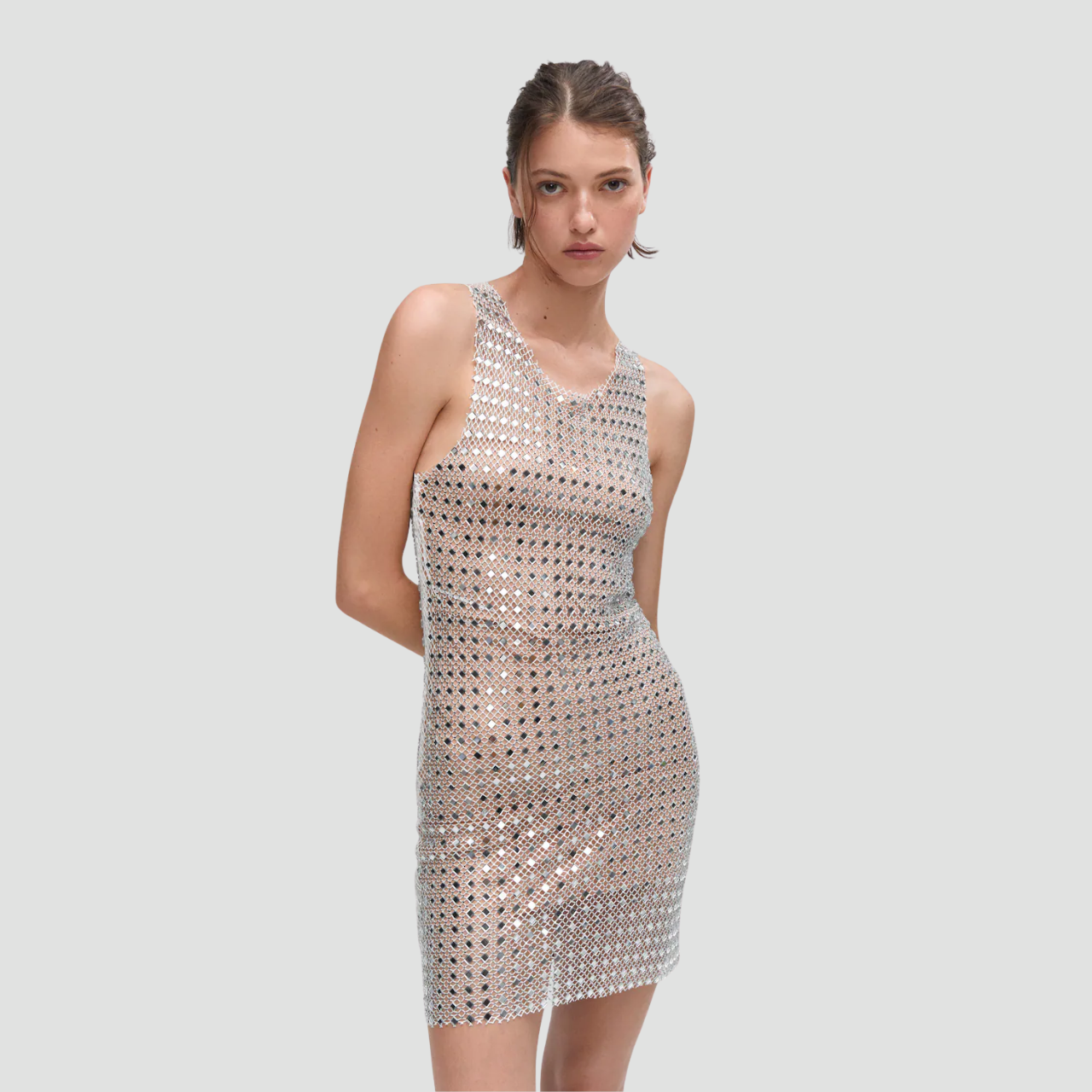 Metallic Sleeveless Bodycon Dress
