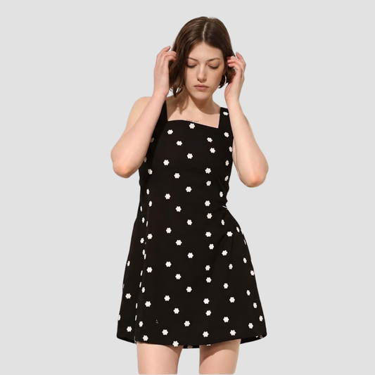 Black Polka Dot Sleeveless Dress