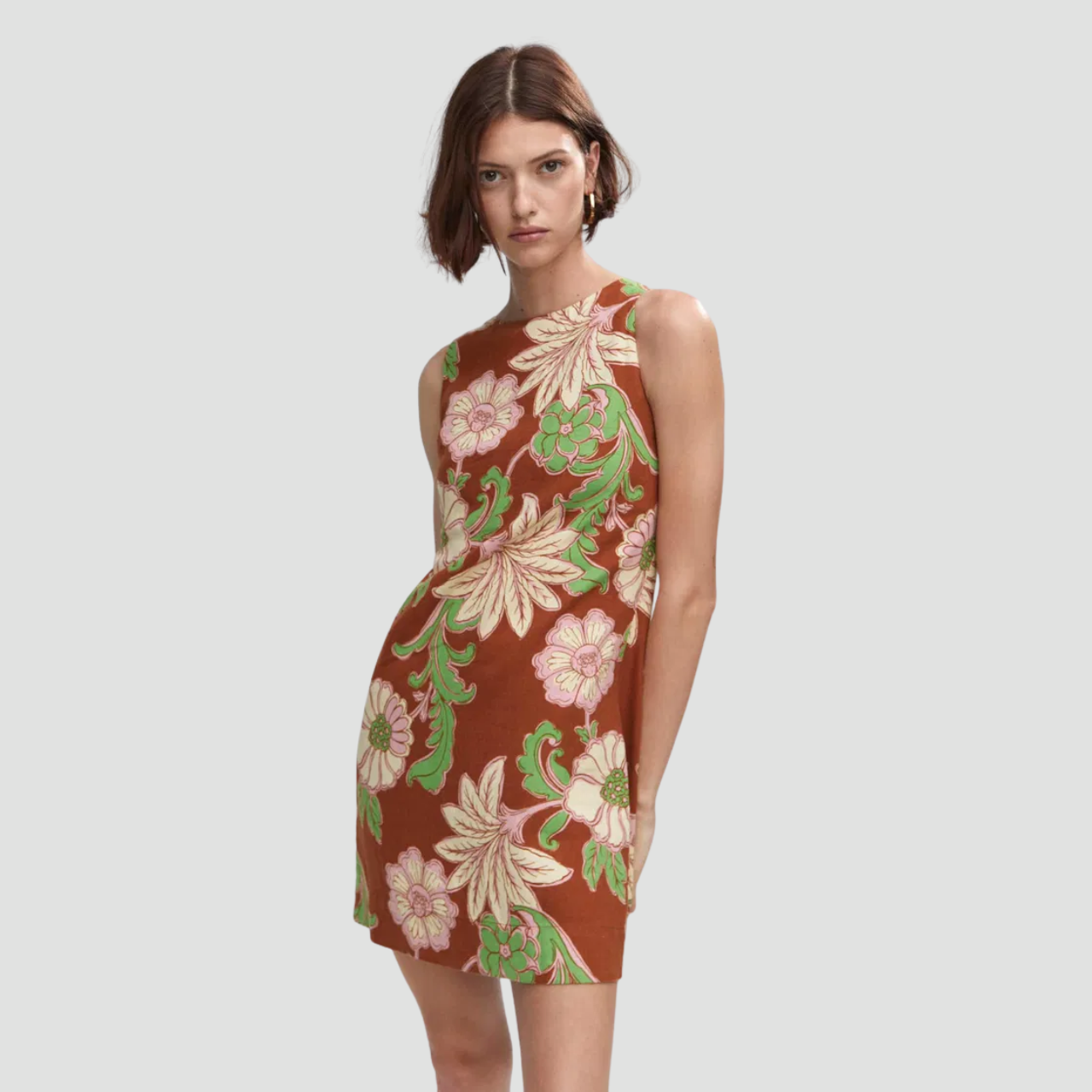 Vintage Floral Sleeveless Dress