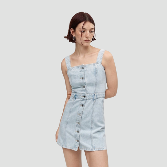 Light Blue Denim Button-Up Dress